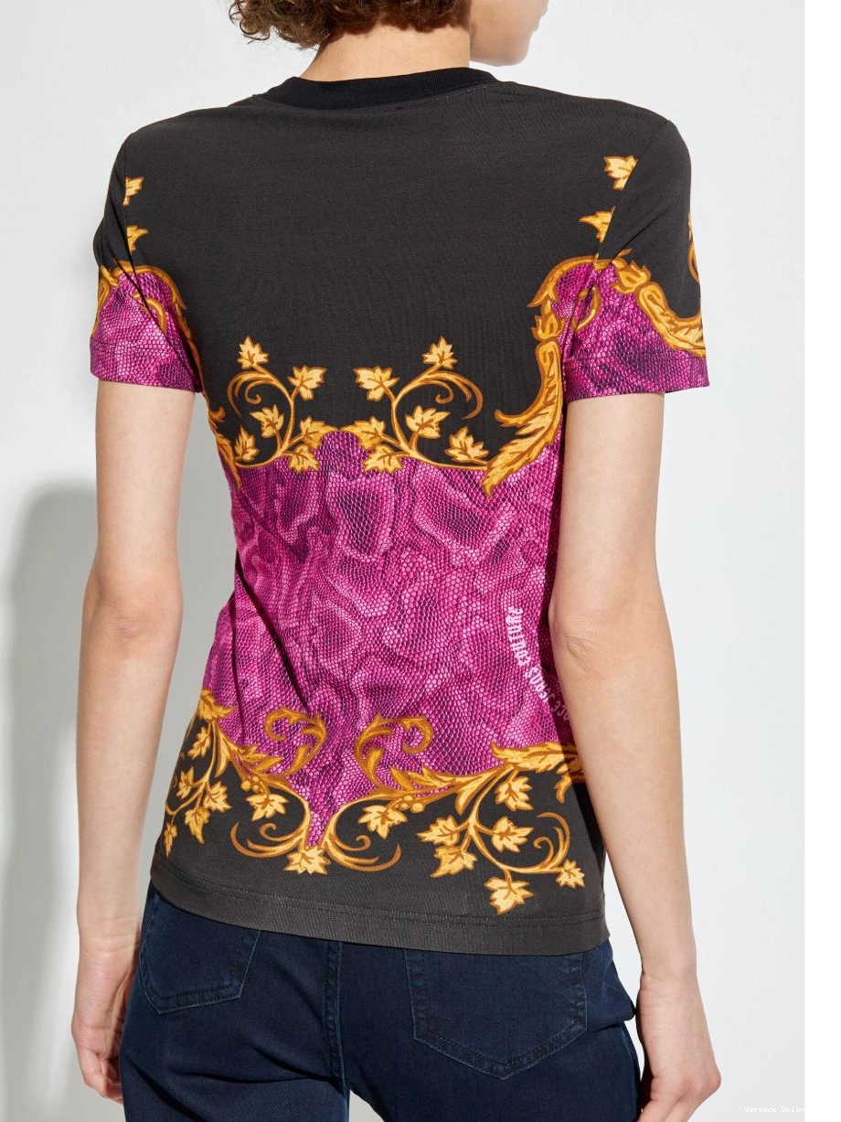 Cheap Jeans Versace T-shirt Couture snakeskin-print Women 0731